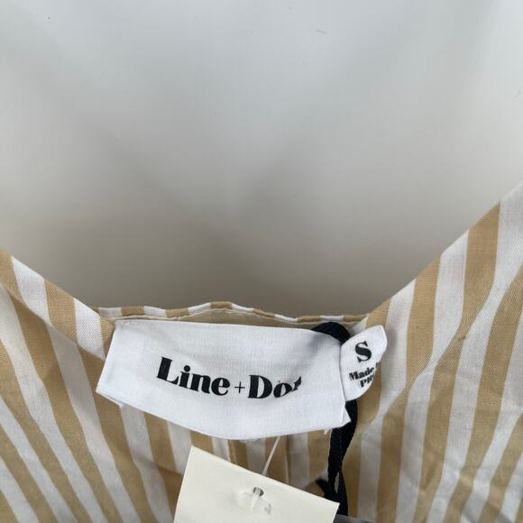 LINE & DOT Ryline Dress Size Small Yellow Stripe Yellow/Tan Ruffle Tie Waist NWT - Picture 6 of 16